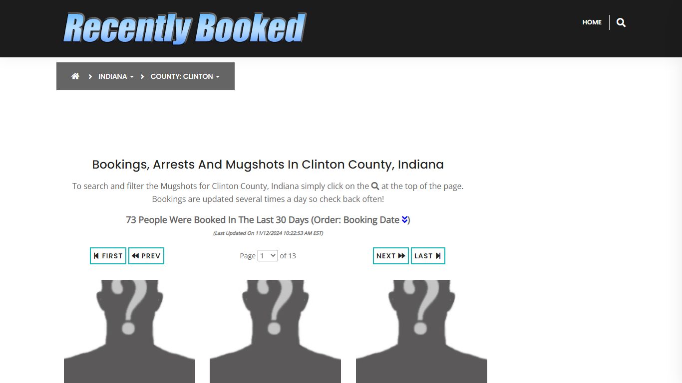 Bookings, Arrests and Mugshots in Clinton County, Indiana - Recently Booked